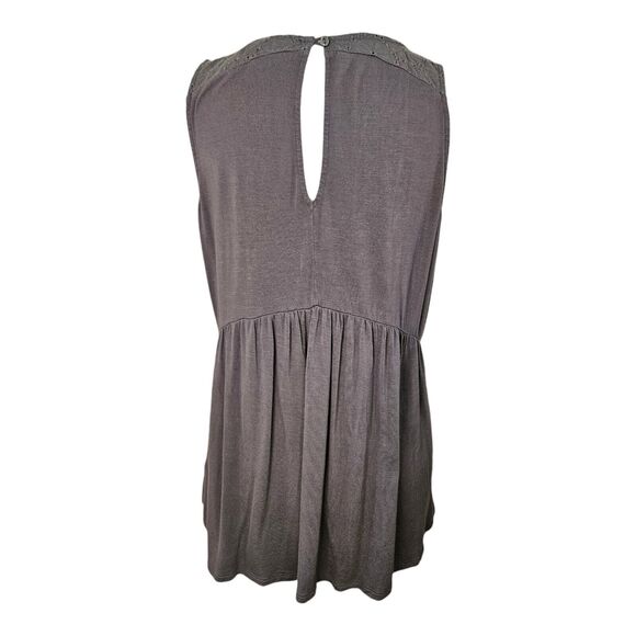 Boho Tunic Eyelet Charcoal Top Sleeveless Size XL Pink Rose Vintage Brand - Picture 2 of 8